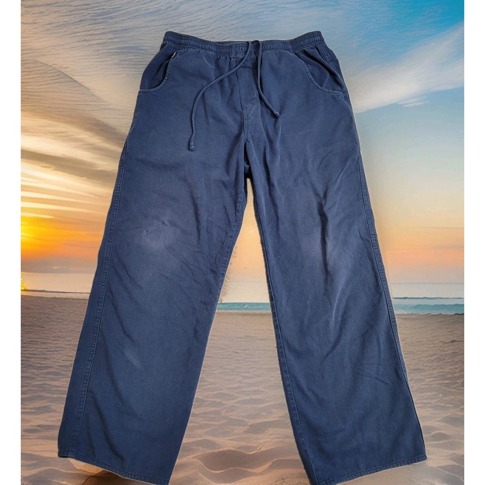 🌴Crazy‎ Shirts Pants Mens L 32x30 Blueberry Dyed Twill Canton Drawstring Resort